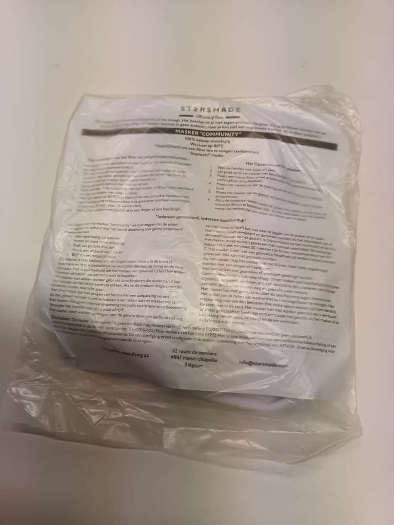 Masque 100%coton réutilisable (16grm) x50 pièces