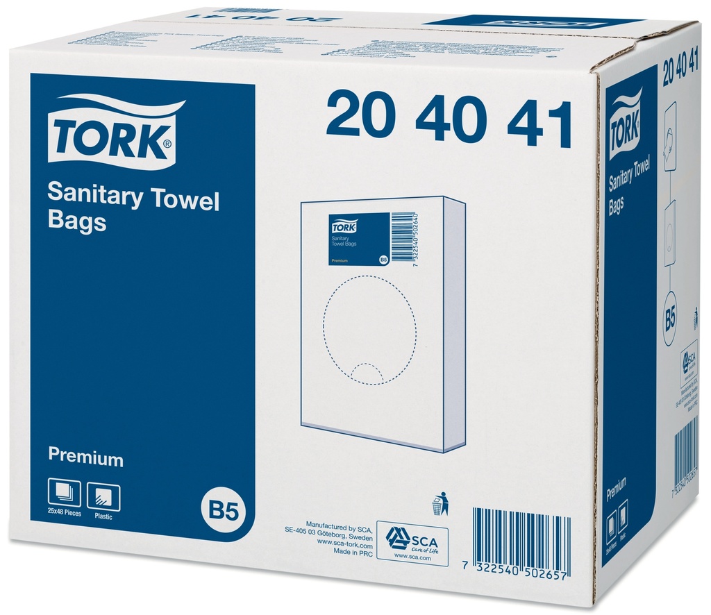 Sachet serv.period.plast.Tork 48x25pc&quot;Bin Sani&quot; B5