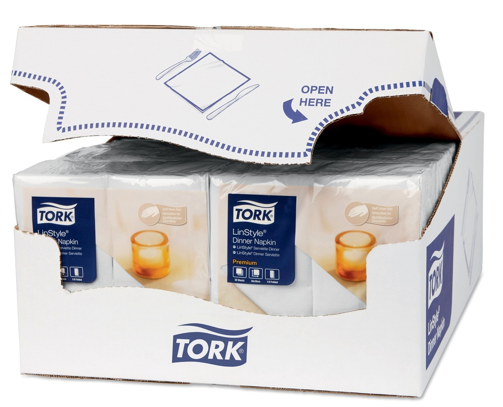 Serv.Tork Linstyle 39x39 blanc.pliage 1/ 8 -x600pces