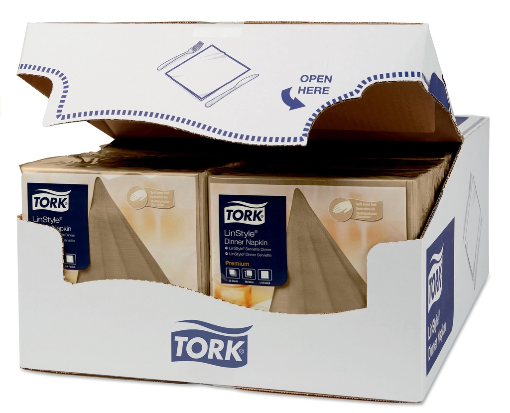 Serv.Tork Linstyle 39x39cm pl.1/4 x600pces-Bistré/caramel