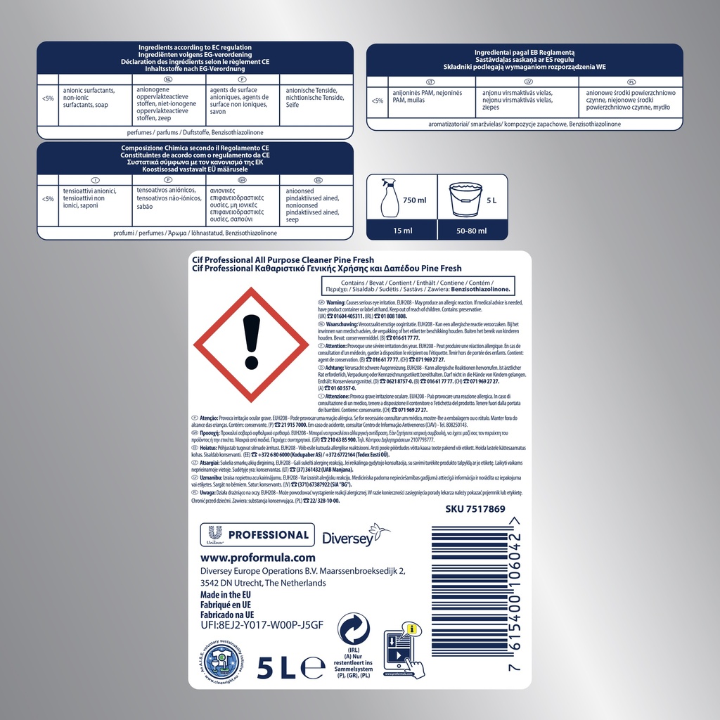 Cif Pine Fresh en 5L - (rempl.Brise Fresh Apple)