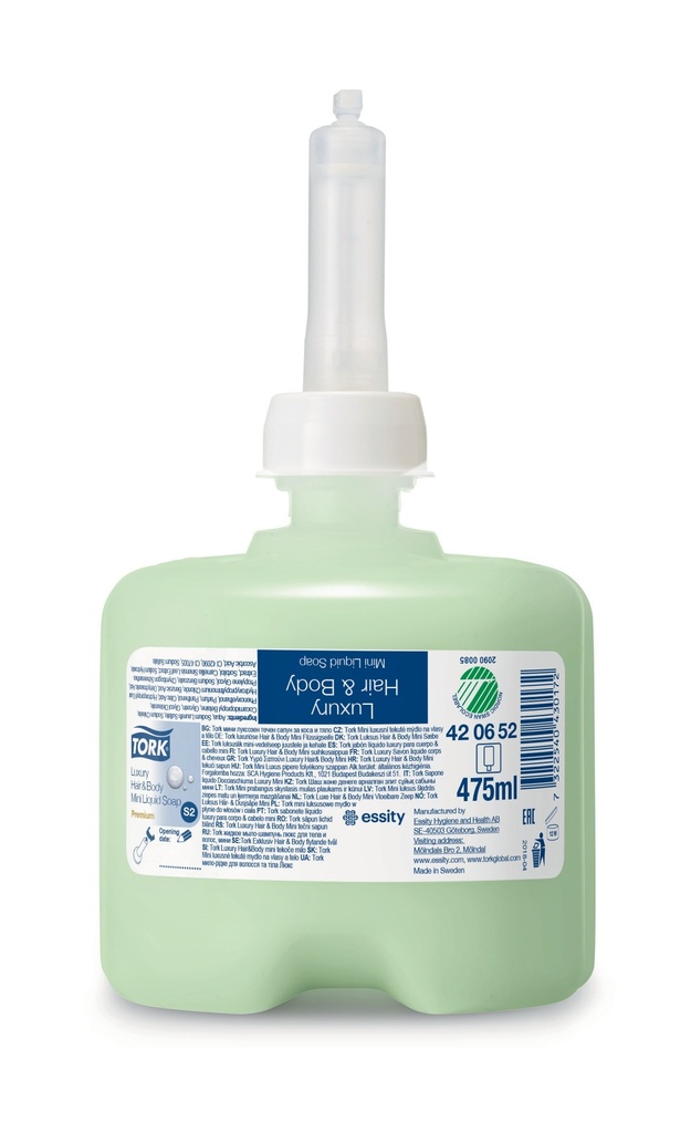 Savon Tork Mini Luxury Crème douche corps et cheveux - Cart. 8x475ml