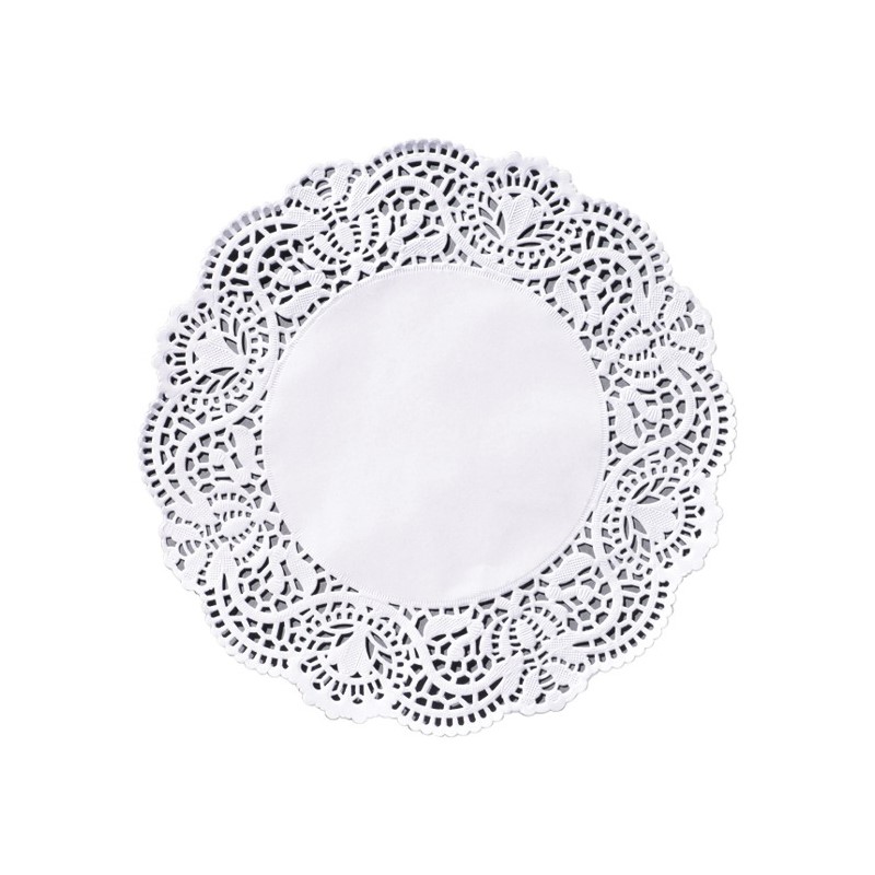 Dentelle ronde blanche 14cm - x250 pièces