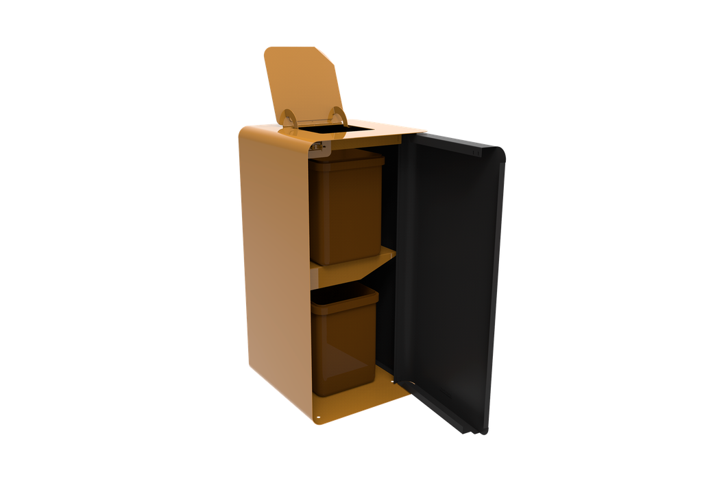 BORNE DE TRI SELECTIF 2x10L SANS SERRURE - CUBATRI TRI BIODECHETS - GRIS MANGANESE / MARRON 8001