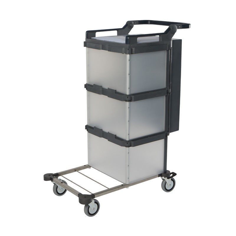 Chariot de base SHOPSTER - roue de 100mm, barre de guidance réglable, armoire de rangement - Vileda