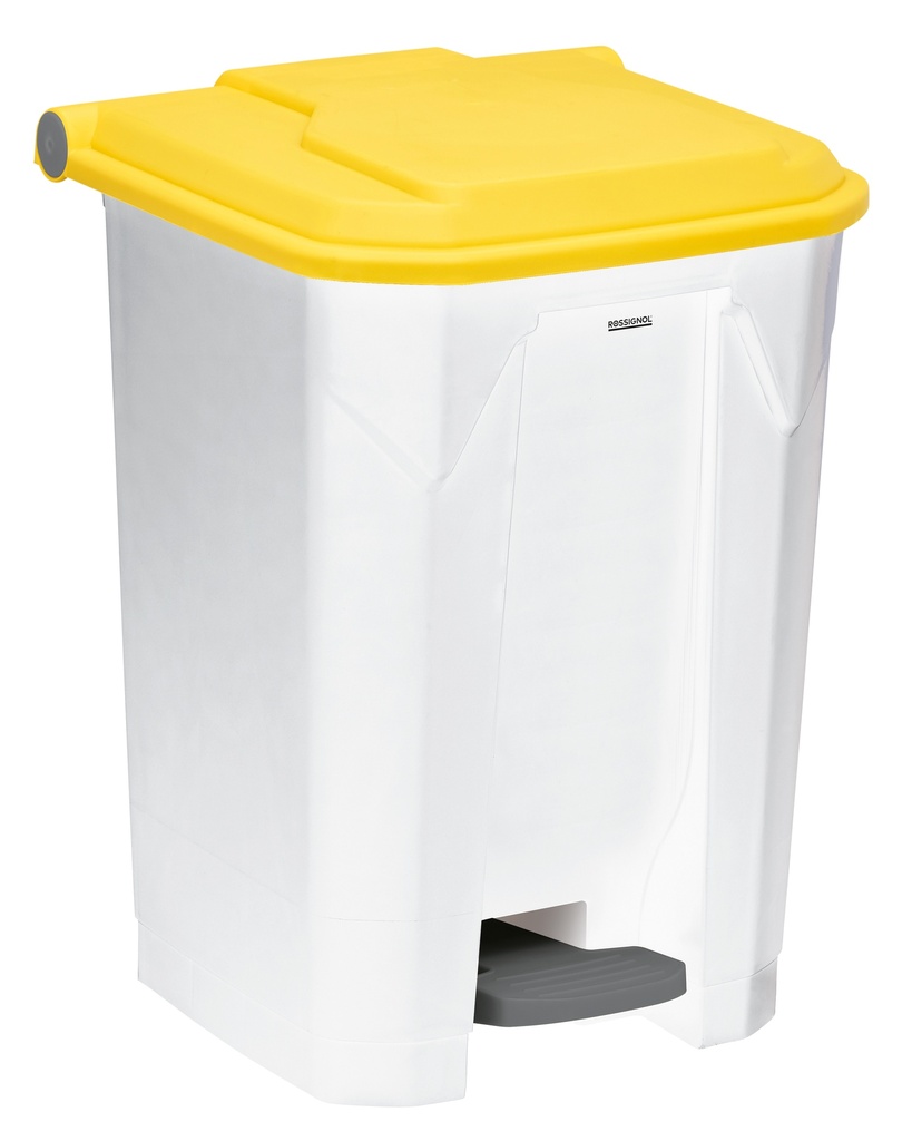 Poubelle à pédale 50L Utilo - Blanc/Jaune