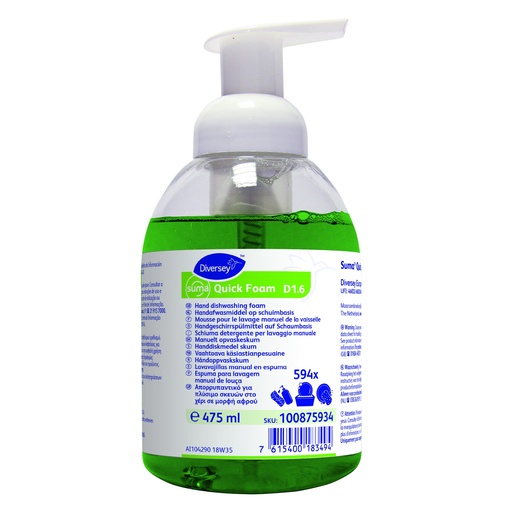 [101107706] [1145] Suma Quick Foam D1.6 - Pousse mousse vaisselle en 6x475ml