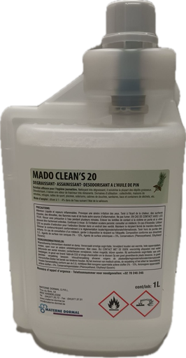 [DE 5020/1M] [3718] Mado 20 en 1L-Nettoyant dégraissant Assainissant concentré à l'huile de pin(Type Dettol)