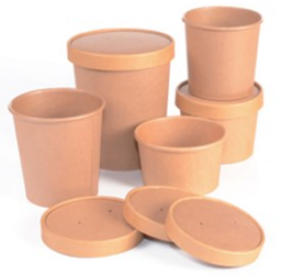 [3930] [61600051] Container Carton Rond Brun 360ml 90x86mm  x 500pcs