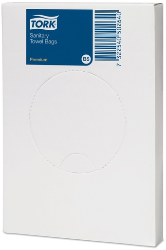 [204041] [4508] Sachet serviette périodique plastique Tork 48x25pc"Bin Sani" B5
