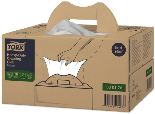 [530176] [50123] Tork Heavy-Duty Cloth Handy Box blanc x120 feuilles