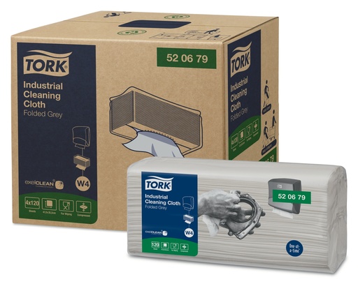 [520679] [5077] Tork Industrial Cloth Chiffon de nettoyage gris 4x120pcs W4
