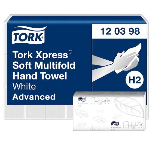 [120398] [5082] Tork Xpress® Essuie-mains Multifold Doux 2 plis Blanc H2 Advanced x3.780pc