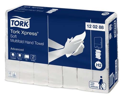 [120399] [50821] Tork Xpress® Essuie-mains Multifold Doux 2 plis XL Blanc H2 Advanced- x 2856pc H2