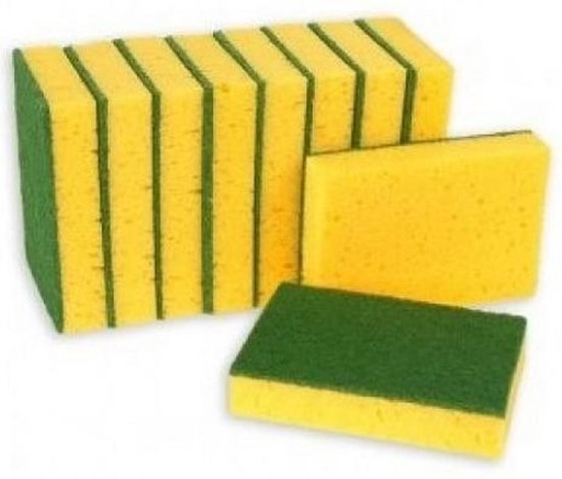 [4145] [5302] Récureur vert + éponge - Grand modèle - 14x9x2,5cm-paquet x10pcs