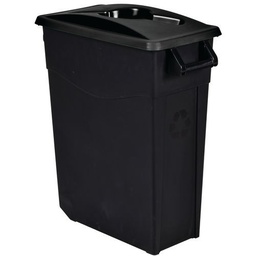 Poubelle de Tri Mobile 65L Noir + Couvercle