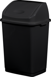 [91122] [91122 - CLAP GREEN] POUBELLE PLASTIQUE RECYCLE A COUVERCLE BASCULANT 18L - NOIR
