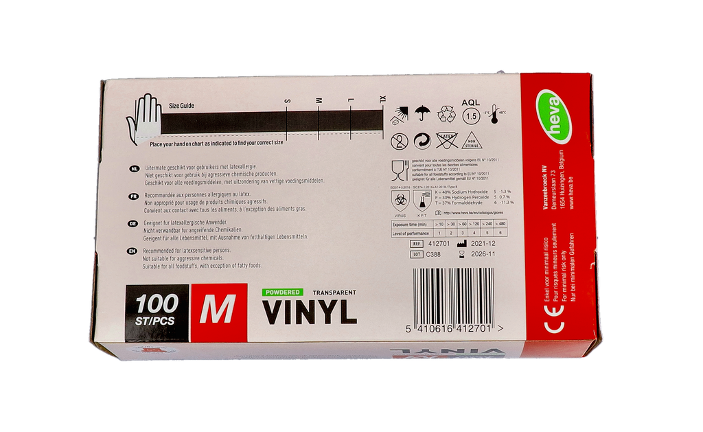 Gants Vinyl poudré transp.x 100 pièces