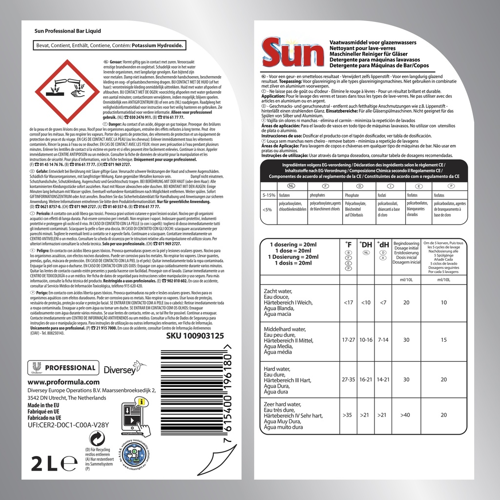 Sun Pro.Nettoyant Verre &amp; Tasse  6x2L/prix carton