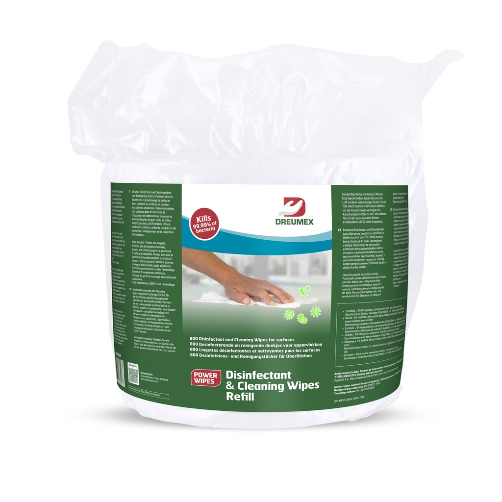 Dreumex Disinfectant &amp; Cleaning Wipes 2x800 lingettes