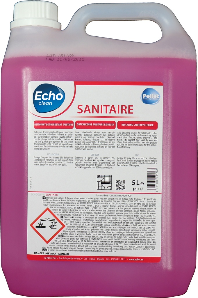 ECHOCLEAN Sanitaire en 5L