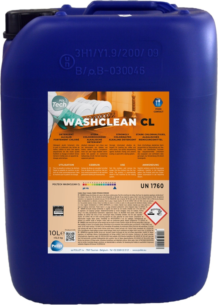 POLTECH Washclean CL (chlore) en 10L