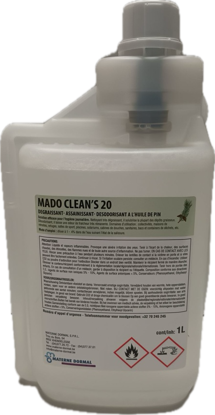 Mado 20 en 1L-Nettoyant dégraissant Assainissant concentré à l'huile de pin(Type Dettol)