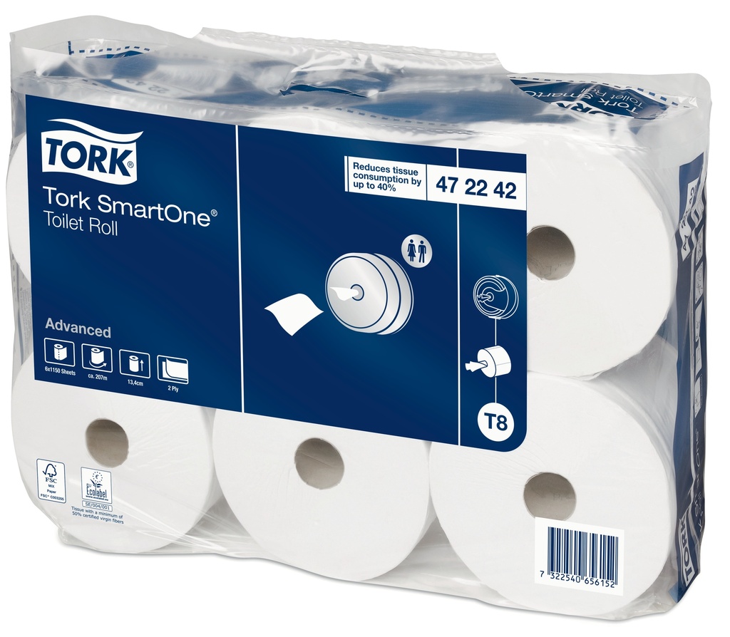 Tork SmartOne Toilet 2 plis 1150 coupons 207m (6x1rl)-T8