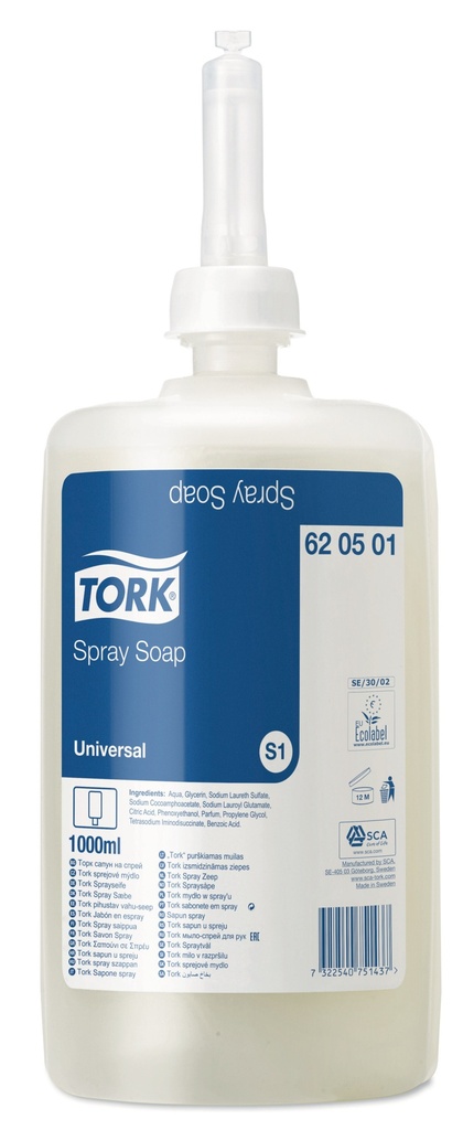 Savon Tork Spray Soap parfumé 1L-3000 doses -S11/6x1L