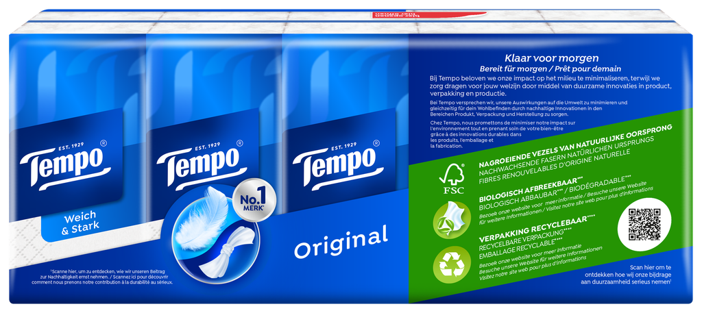 Mouchoir de Poche TEMPO Base 12/10x10 pièces