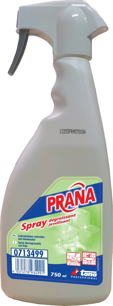 PRANA spray dégrais.+ javel 750ml/douche,moisissure