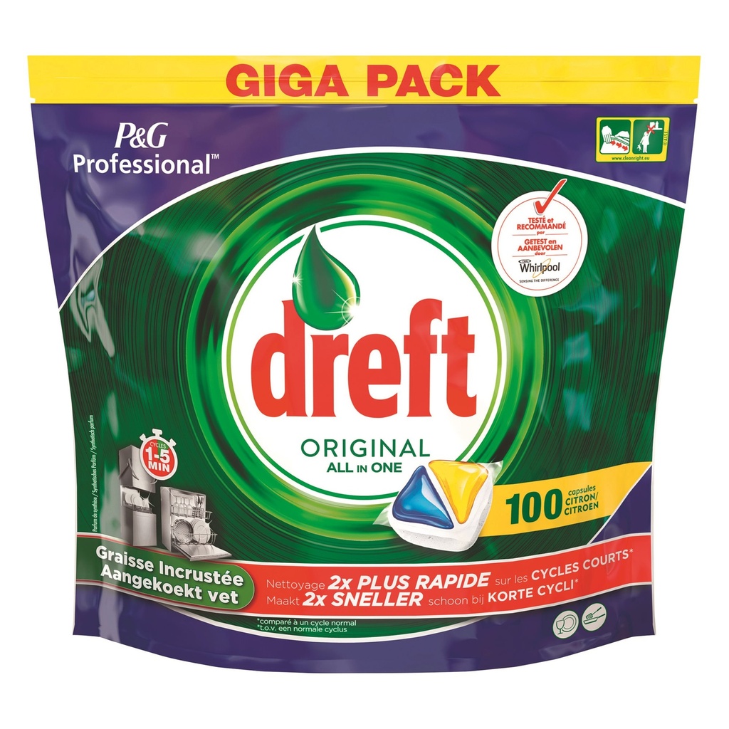 DREFT Tabl. Clean&Fr.Liq.Citron 3x90 pièces