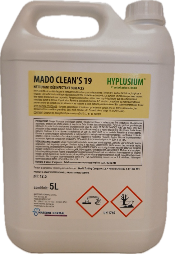 Mado 19 en 5L - Hyplusium Désinfectant - 3108B