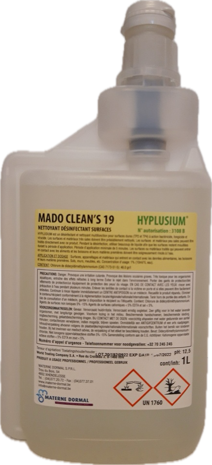 Mado Clean's 19 en 1L doseur - Hyplusium Désinfectant - 3108B