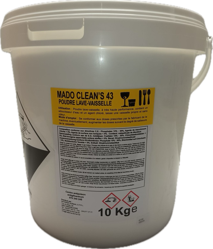 Mado Clean's 43 en 10Kg - Poudre lave-vaisselle