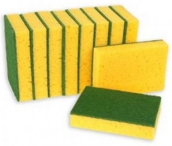 Récureur vert + éponge - Grand modèle - 14x9x2,5cm-paquet x10pcs