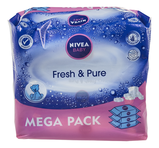 Lingettes fresh&amp;pure mega Paquet 3x63pc -Nivea Baby