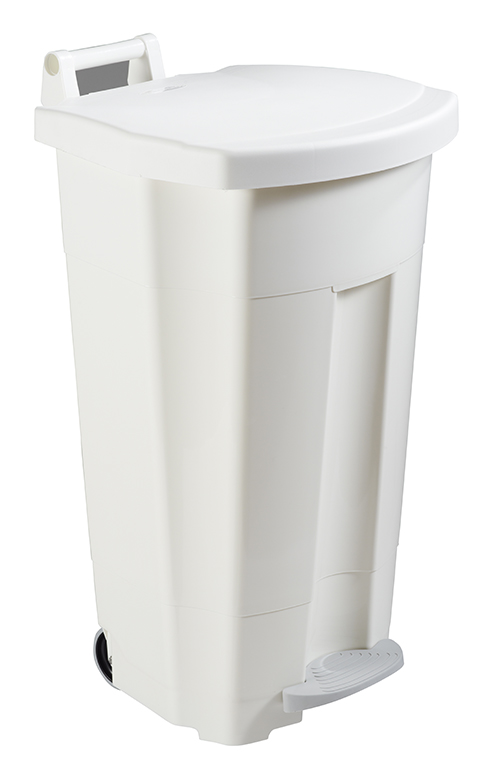 Poubelle Mobile à Pédale 90L BOOGY - Corps Blanc &amp; Couvercle Blanc