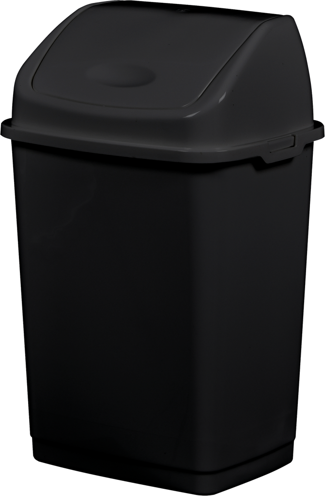 POUBELLE PLASTIQUE RECYCLE A COUVERCLE BASCULANT 18L - NOIR