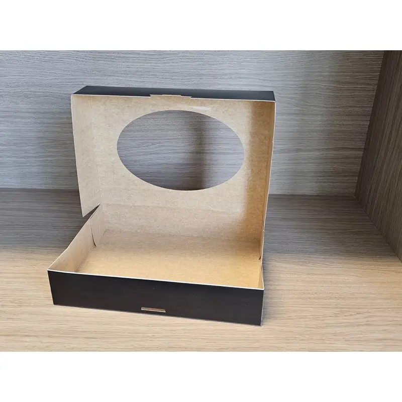 Boite traiteur carton Noir + fenêtre OPP 460x300x80 mm - Cart. 25 pièces 