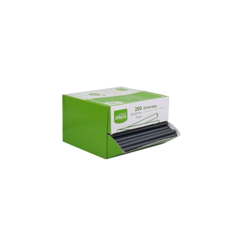 Paille droite RPP 150mm Diam. 7mm Noir Réutilisable  x 500 pièces