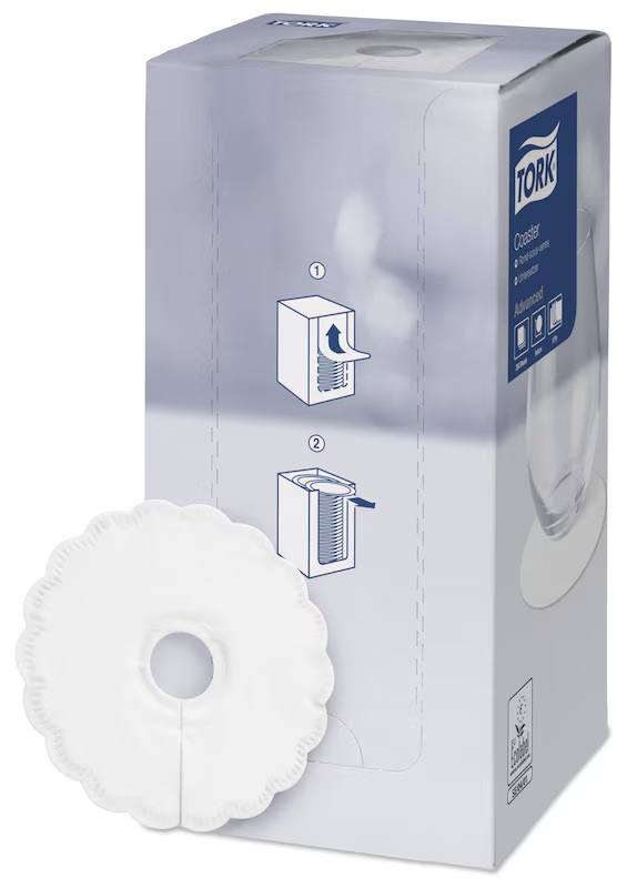 Tork Sous-verre 9x9cm 8 plis 12x250 blanc à découpe