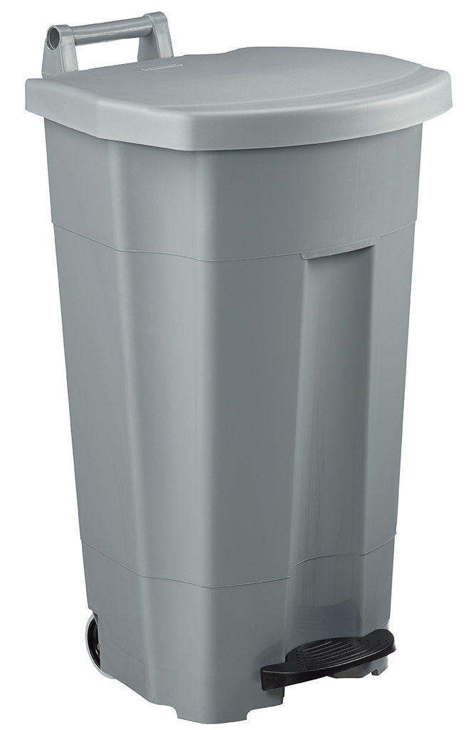 Poubelle Mobile à Pédale 90L BOOGY - Corps Gris & Couvercle Gris