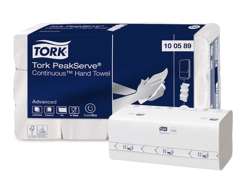Essuie-mains continus Tork PeakServe 1 pli blanc H5 Advanced - Cart. de 3240 pièces