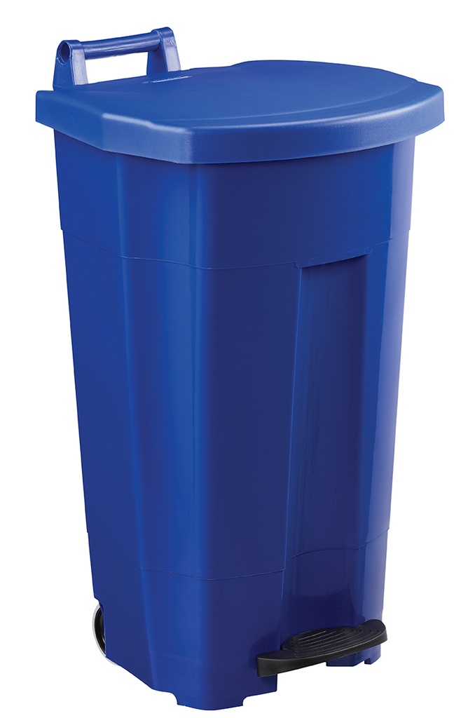 Poubelle Mobile à Pédale 90L BOOGY - Corps Bleu & Couvercle Bleu