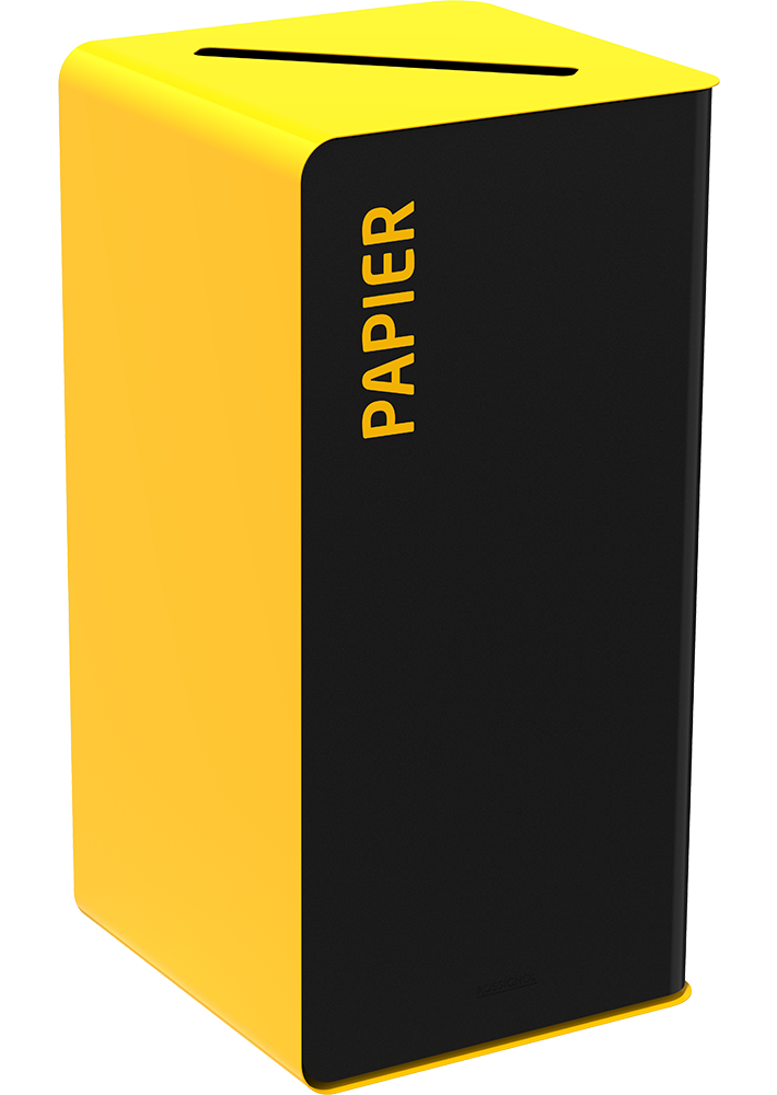Borne de Tri Sélectif 75L sans serrure - Support sac - CUBATRI - Papier - Manga+Jaune 1021