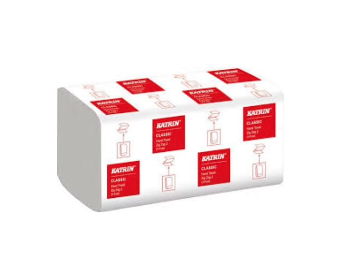 Serviette mains Katrin 22,4 cm blanche pliage V / ZZ 2 - 20x200 feuilles