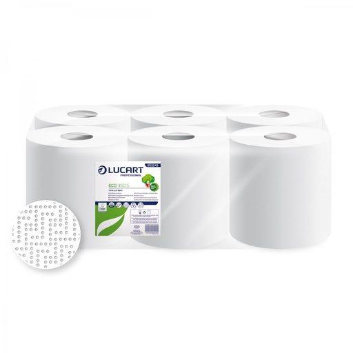 [852243E] [007M] Maxi main EcoLucart 2 plis Blanc 450coupons 115M x 6Rlx Dévidage central