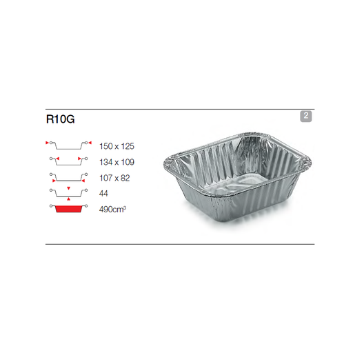 [AL02501B] [2545] Ravier Aluminium  490cc (150x125x44mm) - x 2200 pièces