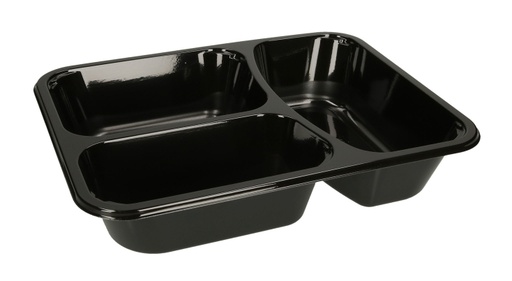 [SP02198] [2563] Barquette 3 Compartiments Noir Cpet 227x178x43 -x416pces